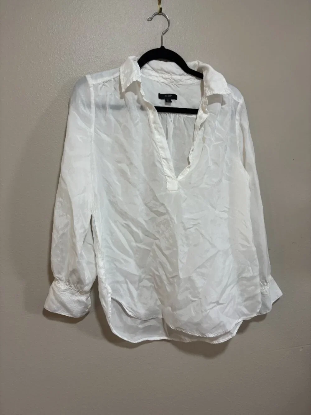 J.Crew Eco cupro-blend collared V-neck popover top